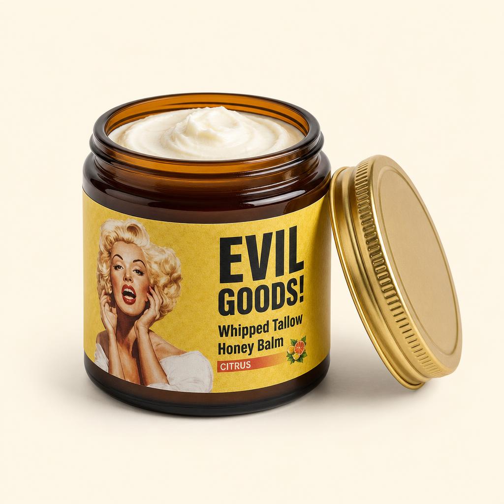 EVIL GOODS Whipped Tallow Honey Balm Citrus - bote abierto